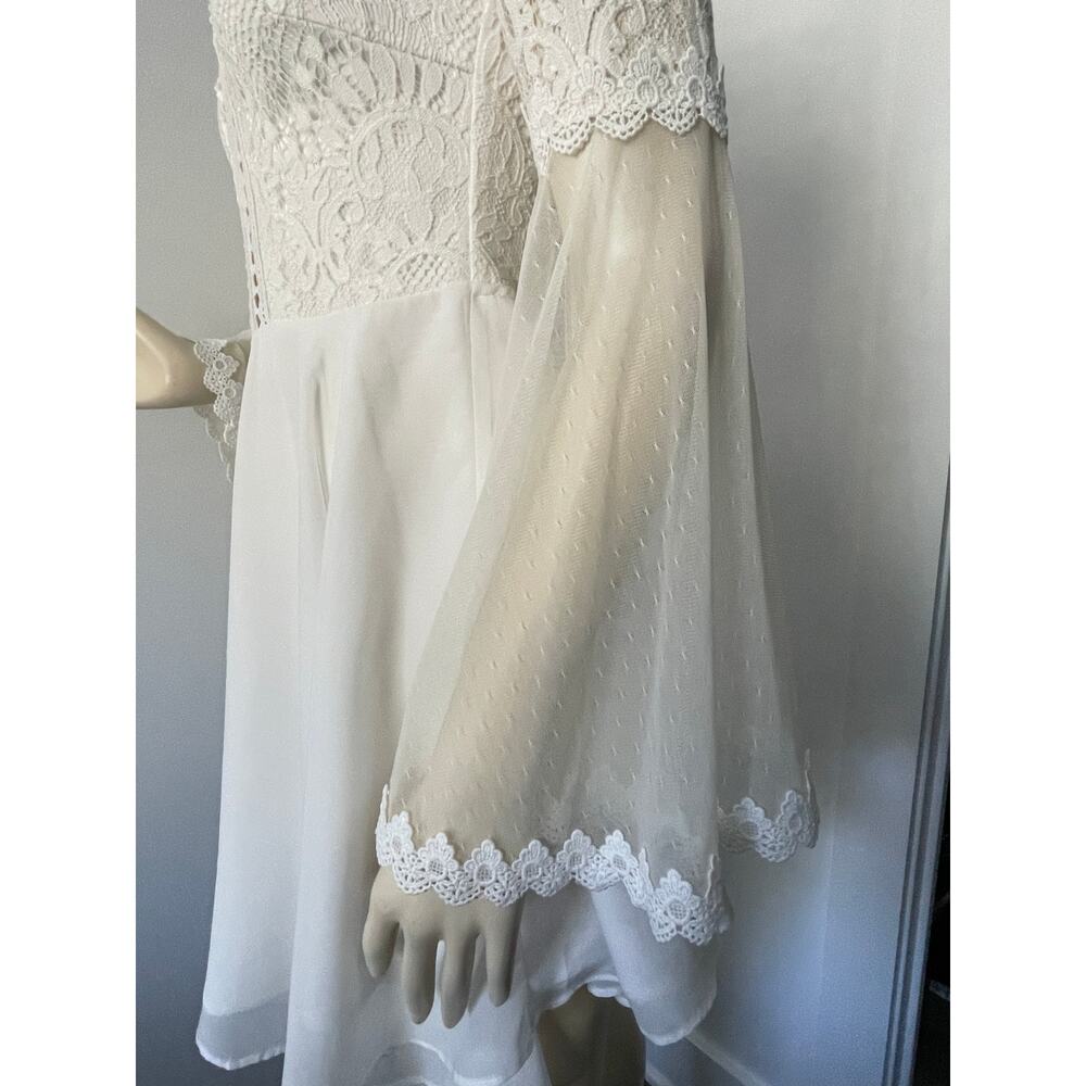 Two Sisters Bethany Lace Boho Short White Wedding Dress Size 8 - Picture 5 of 11